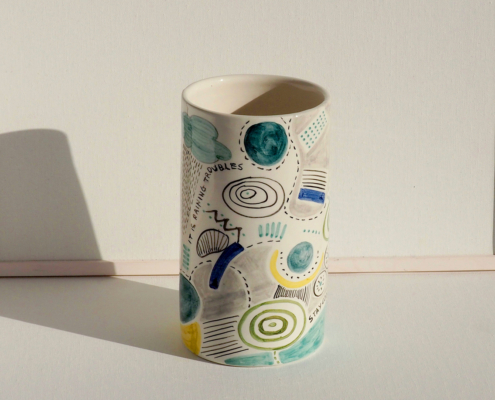 Ceramic vase-17cmø x 25cm height-painted-glazed