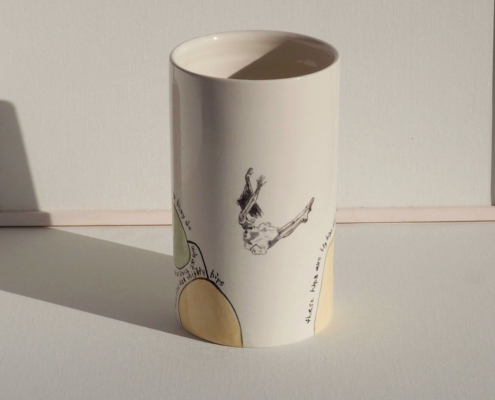 Ceramic vase-15cmø x 23cm height-painted-glazed