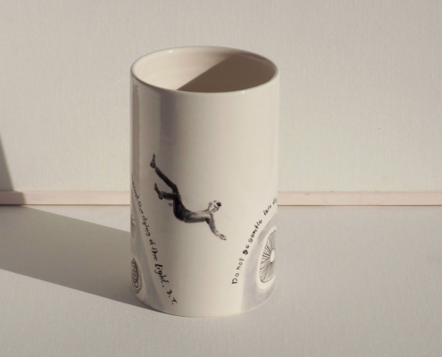 Ceramic vase-14cmø x 21cm height-painted-glazed