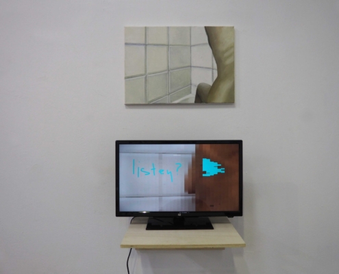 MAIRA STEFOU-ARTWORK "Bath": Water, relaxation, purification, calmness, isolation, therapy. Escape from the conflicting "past-present" dipole. Oil on canvas, video art.