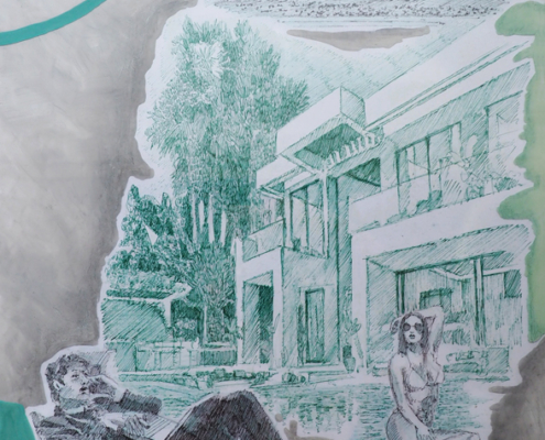 "KARAGIOZIS"-grafite-ink-color pencils-acrylics-paper-gelatin-29,7cmx42cm-B