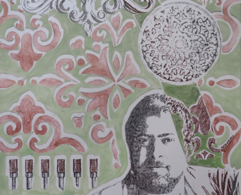 "ZOIS"-pencil-ink-acrylics-paper-gelatin-29,7cmx42cm